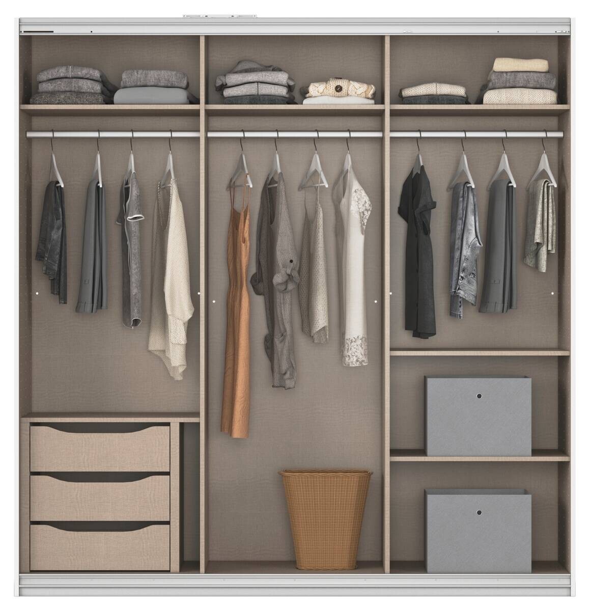 Kleiderschrank Kulmbach grau B/H/T: ca. 203x210x62 cm