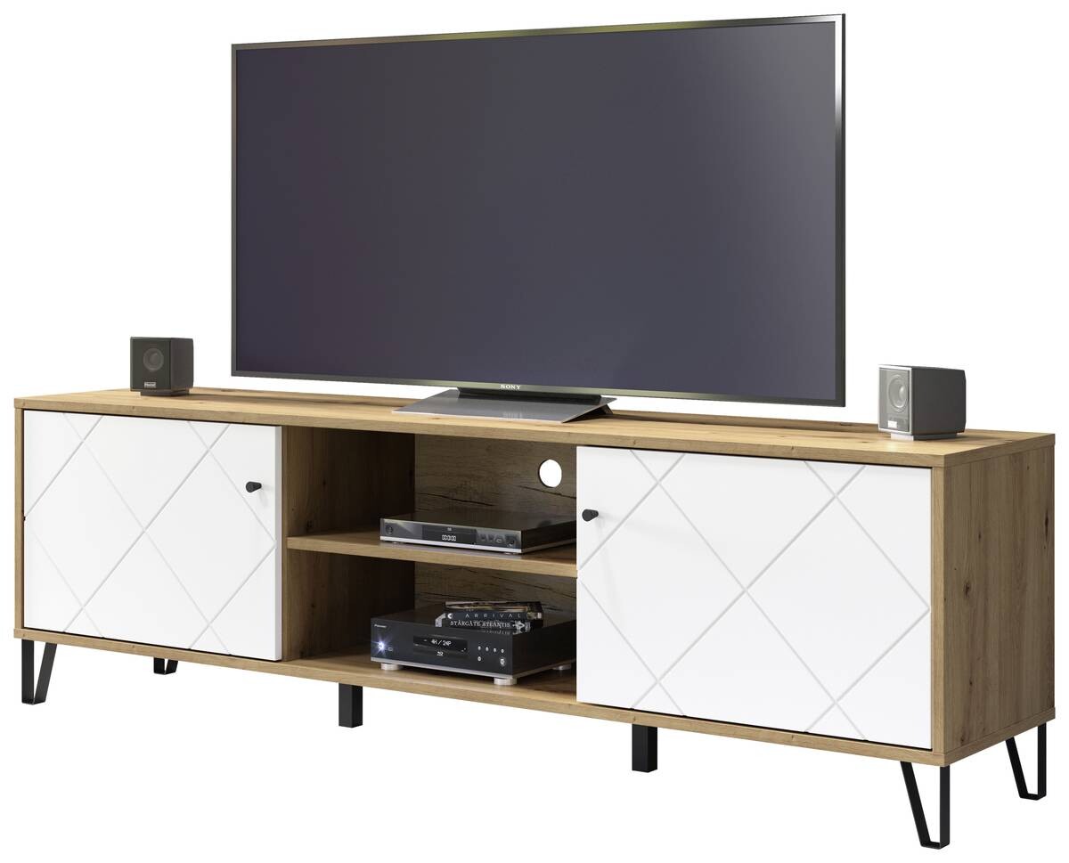 TV-Lowboard Touch Eiche Artisan Nachbildung weiß matt B/H/T: ca. 183x55x40 cm