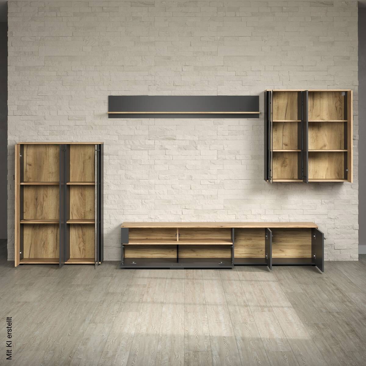 Wandboard Esteban anthrazit Eiche Evoke Coast Nachbildung B/H/T: ca. 167x25x17 cm