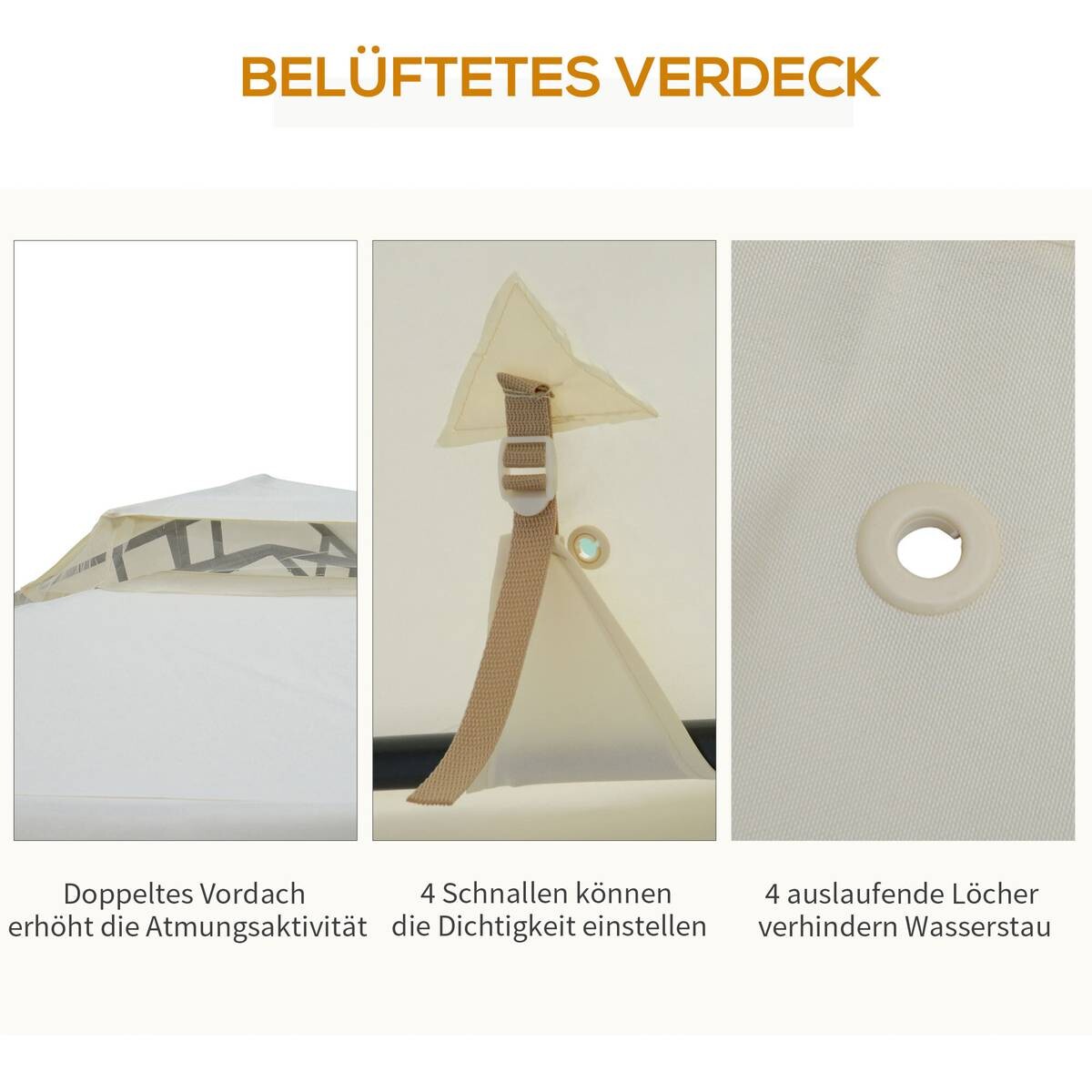 Outsunny Pavillon creme Polyester B/H/L: ca. 294x265x294 cm