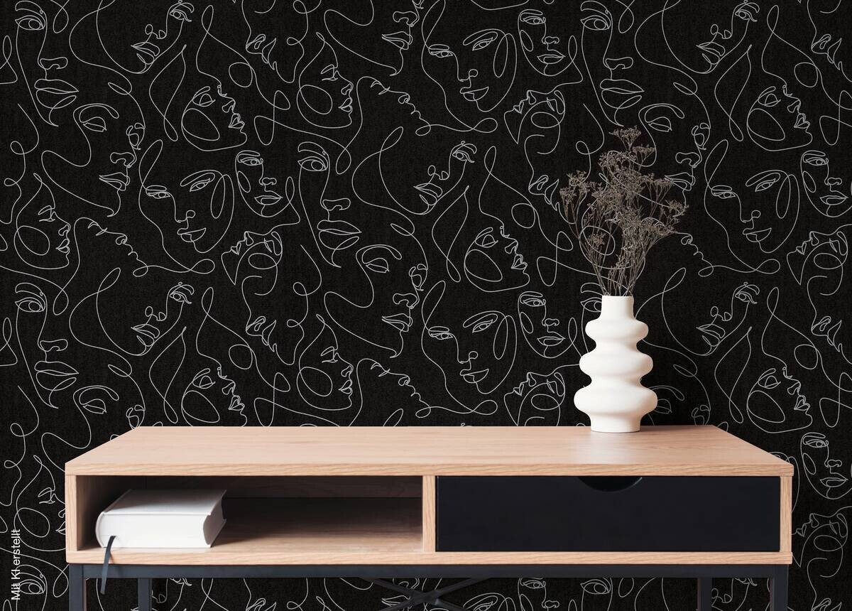 Vliestapete Abstrakt schwarz silber B/L: ca. 53x1005 cm