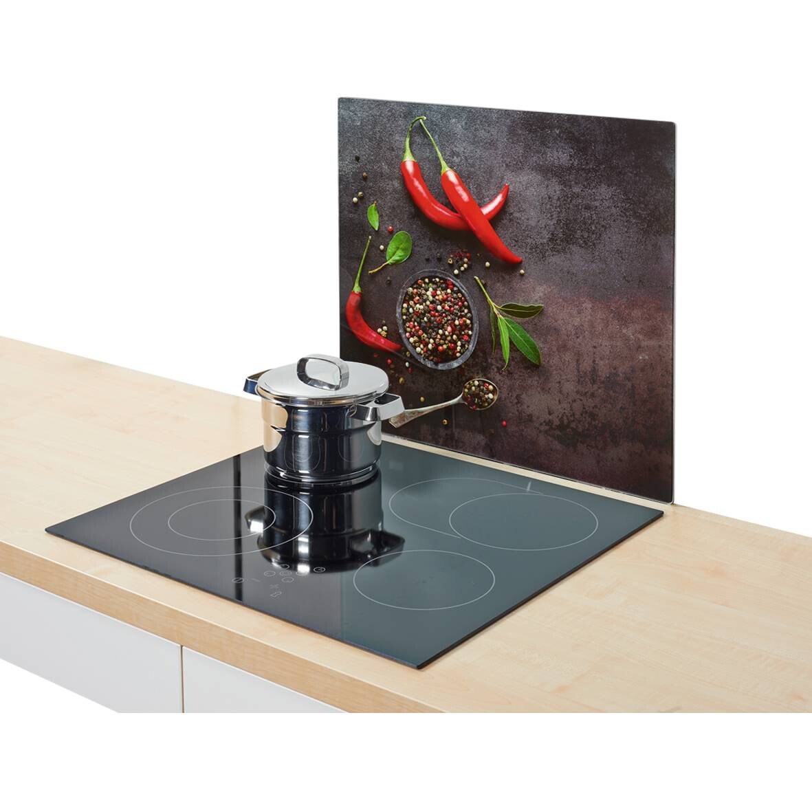 Zeller Herdblende-/Abdeckplatte Chili anthrazit Glas B/H/L: ca. 50x0,8x56 cm
