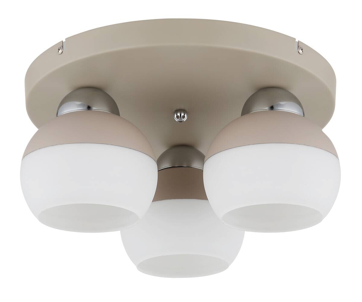 GLOBO Deckenleuchte Opal sand weiß Metall Glas H/D: ca. 15,5x31,5 cm E27 3 Brennstellen