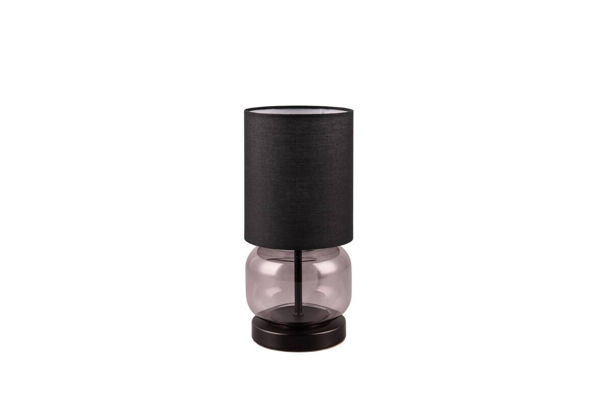 Reality Tischleuchte Elio schwarz Rauch Metall Stoff Glas H/D: ca. 28x13 cm E27 1 Brennstellen