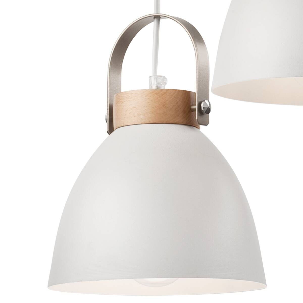 Lamkur Pendelleuchte DANIELLE 31811 weiß Holz Stahl H/L: ca. 79x37 cm E27 3 Brennstellen