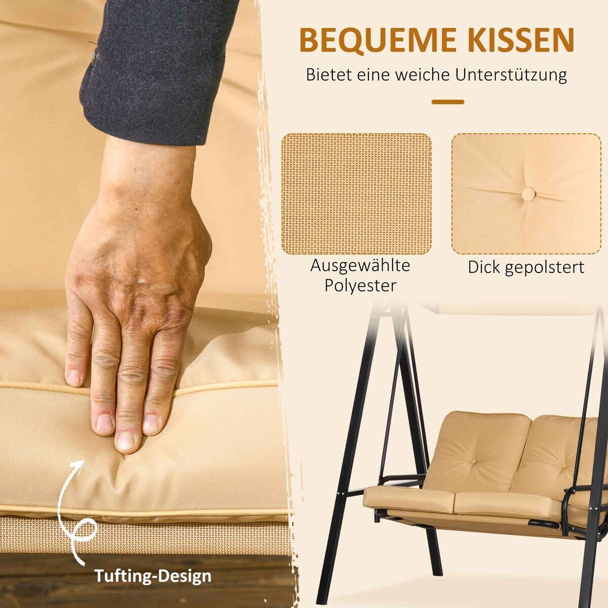 Outsunny Hollywoodschaukel beige Stahl B/H/L: ca. 106x174x138 cm