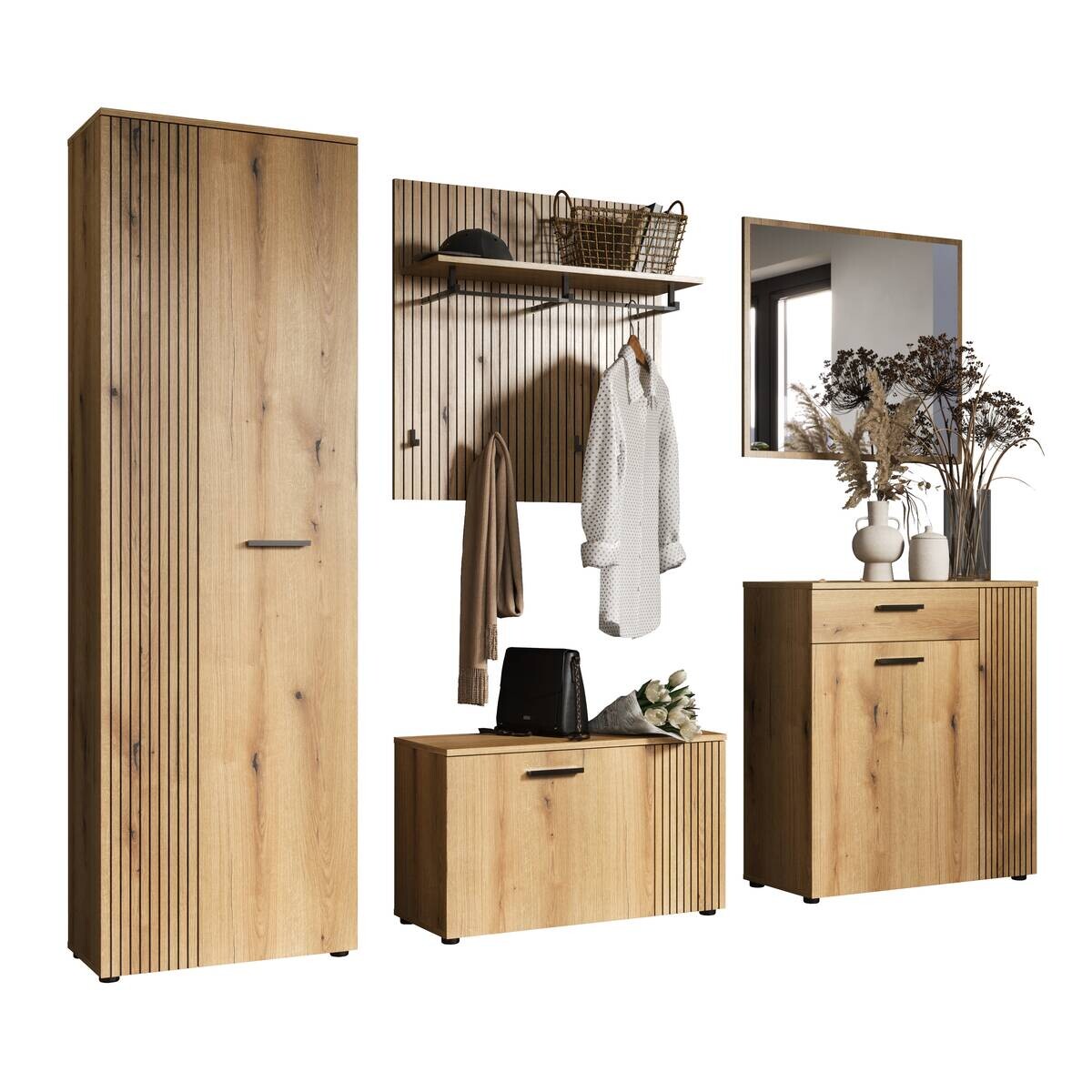 Garderobenschrank Pure Bliss Eiche Evoke Oak Nachbildung B/H/T: ca. 60x196x36 cm