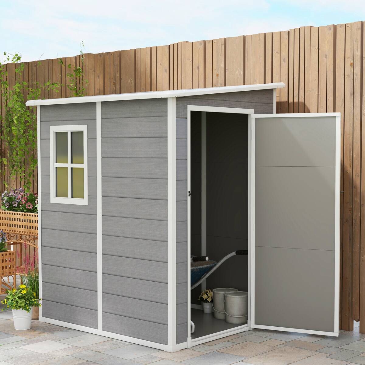 Outsunny Gartenhaus grau B/H/L: ca. 149x192x122 cm
