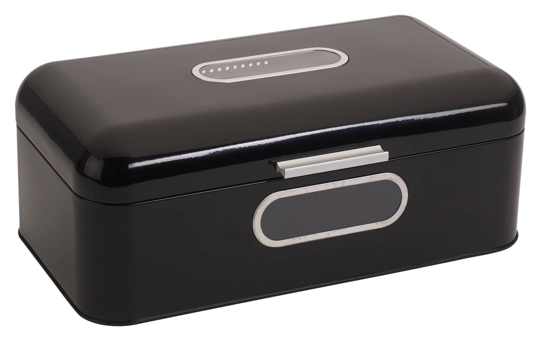 ECHTWERK Brotkasten Retro schwarz Metall B/H/L: ca. 23,8x17x42,5 cm
