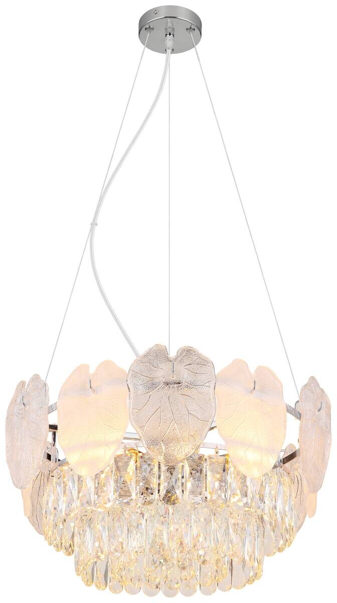 GLOBO Luster Chrom klar Glas Metall H/D: ca. 120x50 cm E14 8 Brennstellen