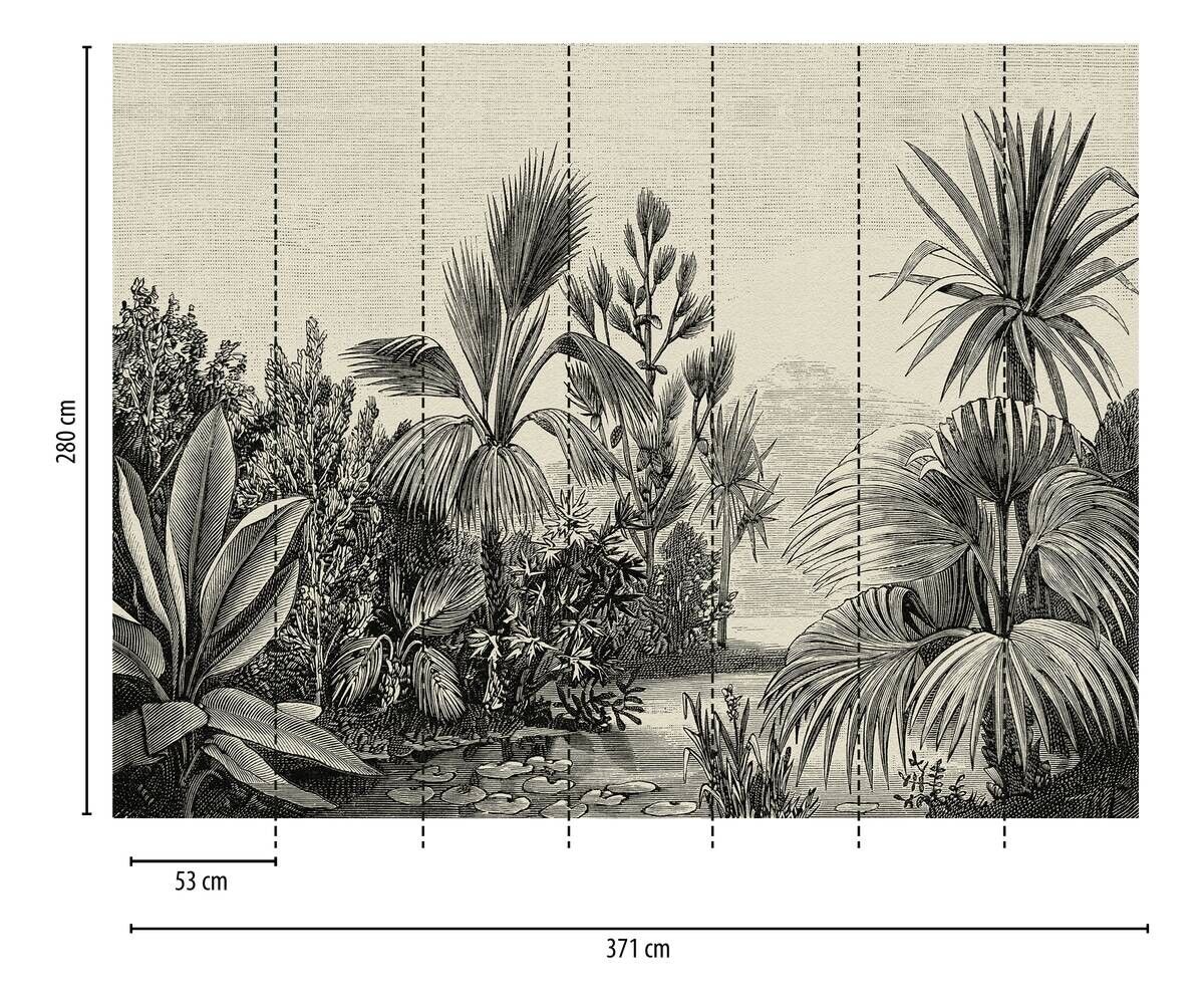 Livingwalls Fototapete Dschungel schwarz grau beige B/L: ca. 280x371 cm
