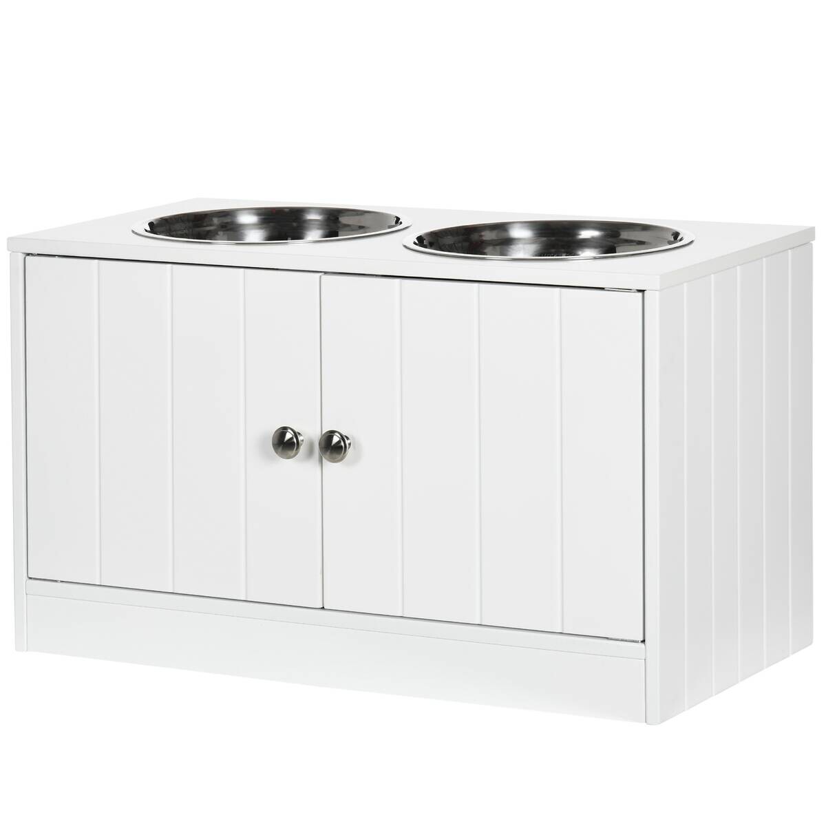 PawHut Futterstation weiß MDF B/H/L: ca. 30x35,5x60 cm