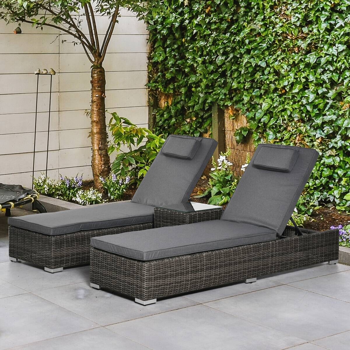Outsunny Sonnenliege grau Aluminium B/H/L: ca. 60x195x91 cm