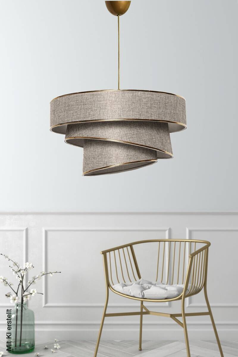 Opviq Pendelleuchte Couper beige gold B/H/T/L/D: ca. 40x70x40x40x40 cm E27 1 Brennstellen