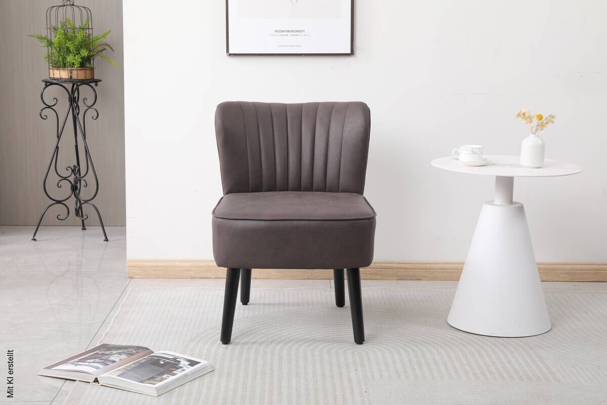 Sessel Emily grau Vintage Microfaser B/H/T: ca. 57x76x72 cm