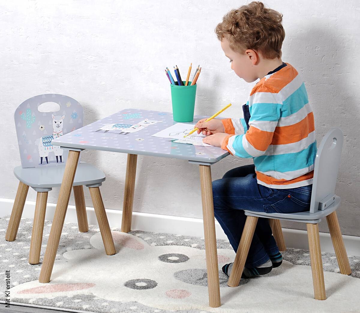 Kesper Kindertisch mit zwei Stühlen multicolor Spanplatte