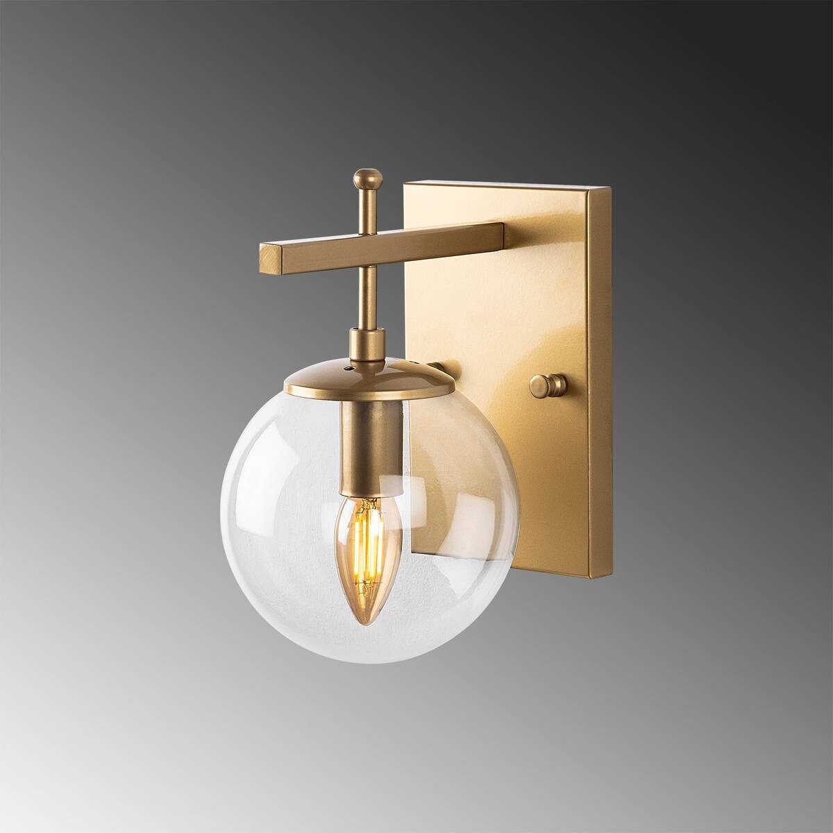 Opviq Wandleuchte gold Metall Glas B/H/L: ca. 20x15x15 cm E14 1 Brennstellen