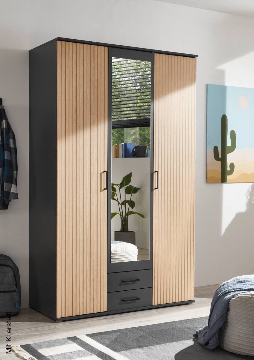 Kleiderschrank Laurie Graphit B/H/T: ca. 120x196x54 cm