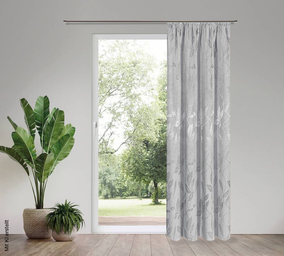 Happy Home Dekovorhang Blätter silber B/L: ca. 140x245 cm