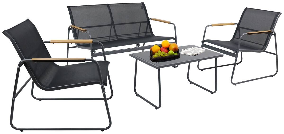 VCM Gartensitzgruppe Lexila schwarz Textilene B/H/L: ca. 110x76x74 cm