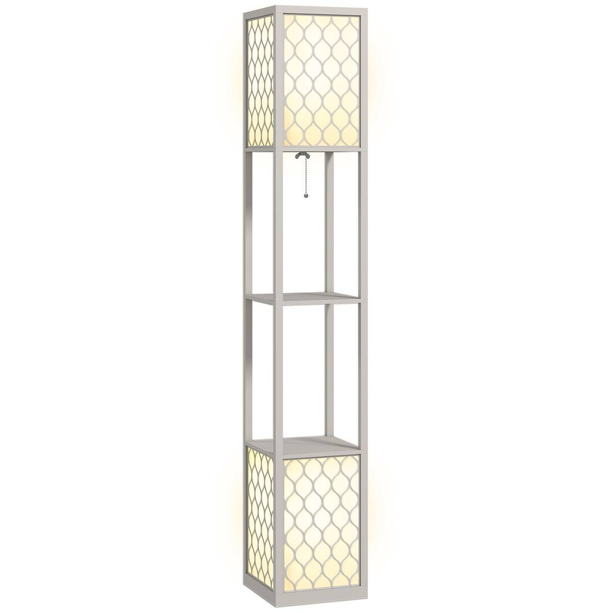 HOMCOM Stehleuchte grau MDF Kunststoff B/H/L: ca. 26x156x26 cm E27 2 Brennstellen