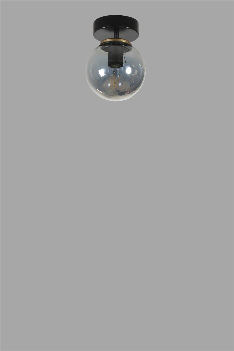 Deckenleuchte Rauch schwarz Metall Glas B/H/L/D: ca. 15x20x15x15 cm E27 1 Brennstellen