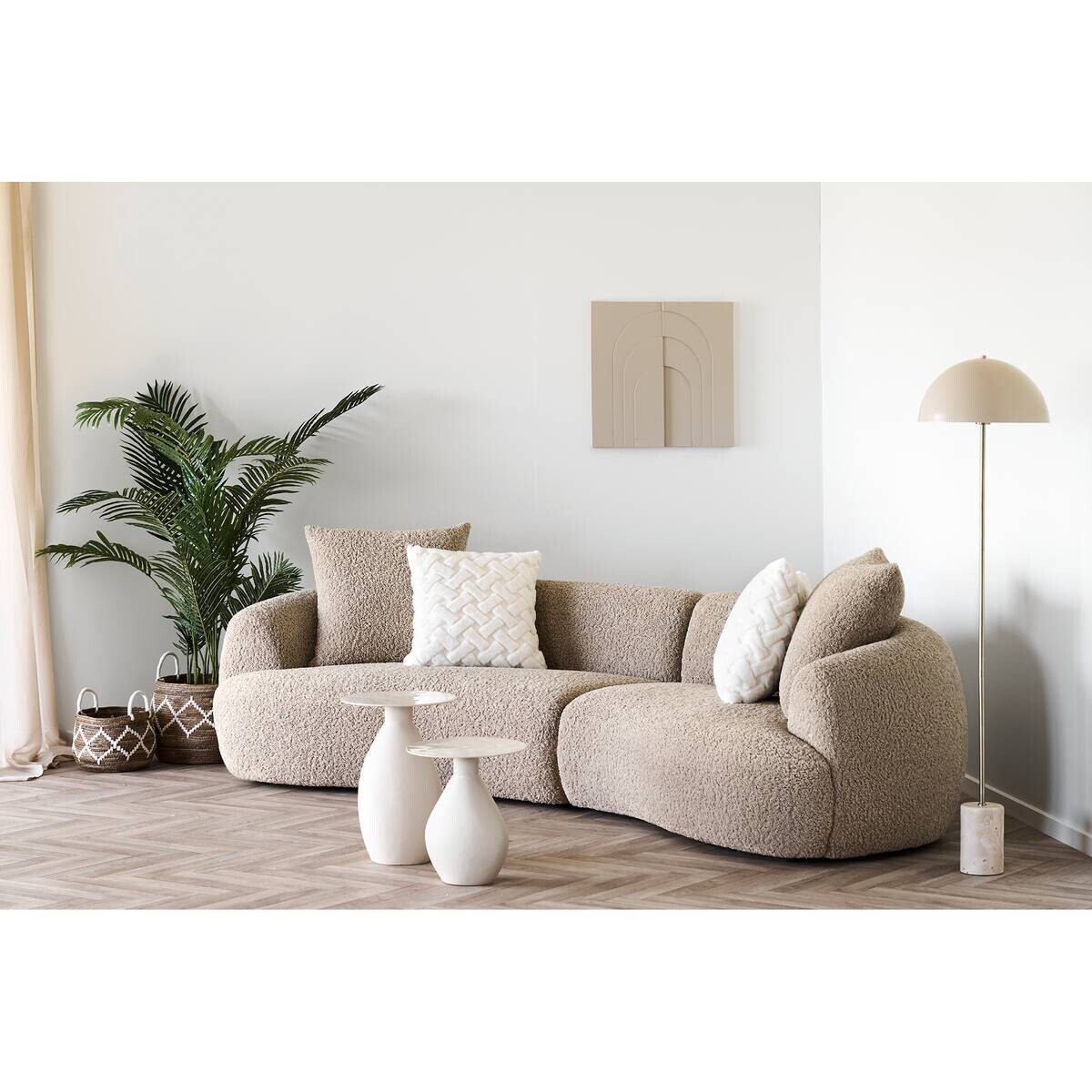 Housenordic Stehlampe Sheffield beige Metall Marmor B/H/L: ca. 40x155x40 cm E14 1 Brennstellen