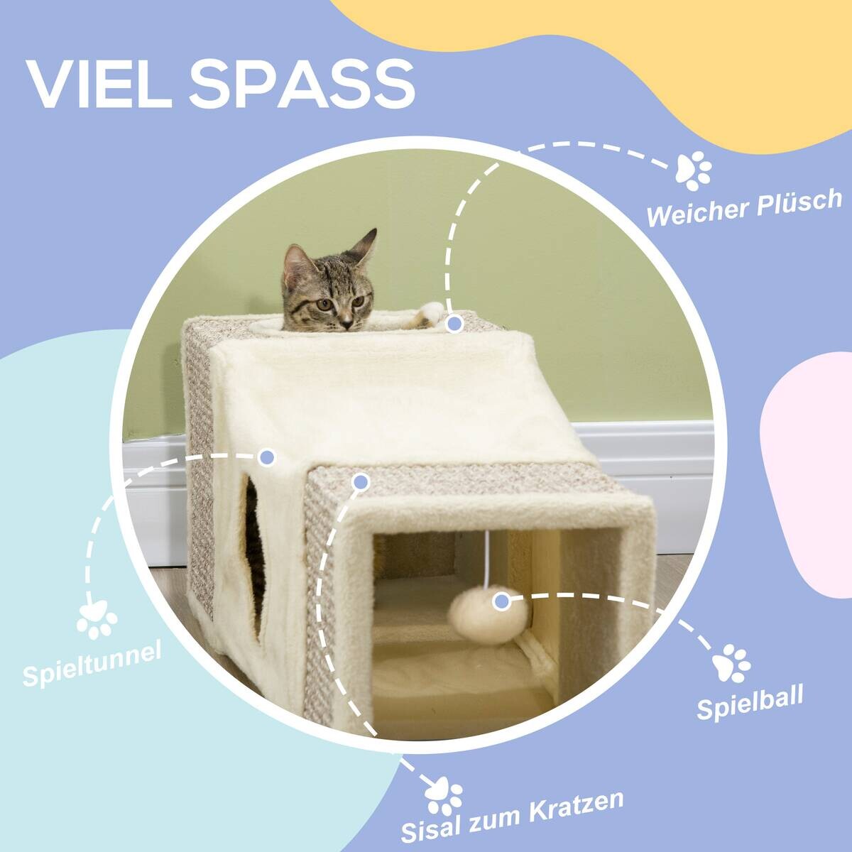 PawHut Katzen-Zubehör beige Spanplatte B/H/L: ca. 30x98x30 cm