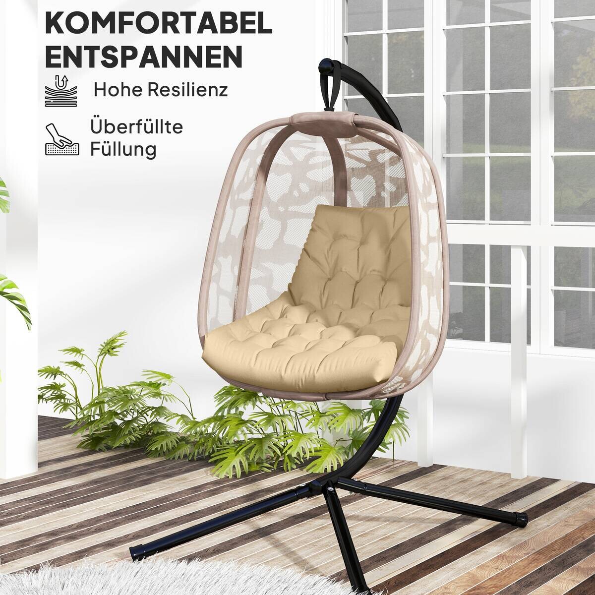 Outsunny Sitzkissen beige Schaumstoff B/H/L: ca. 100x8x120 cm