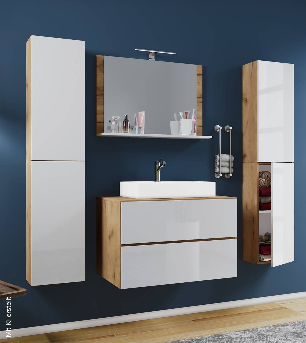 Waschplatz 5tlg-Lendas weiß Eiche Honig Nachbildung weiß B/H/T: ca. 80x52x52 cm