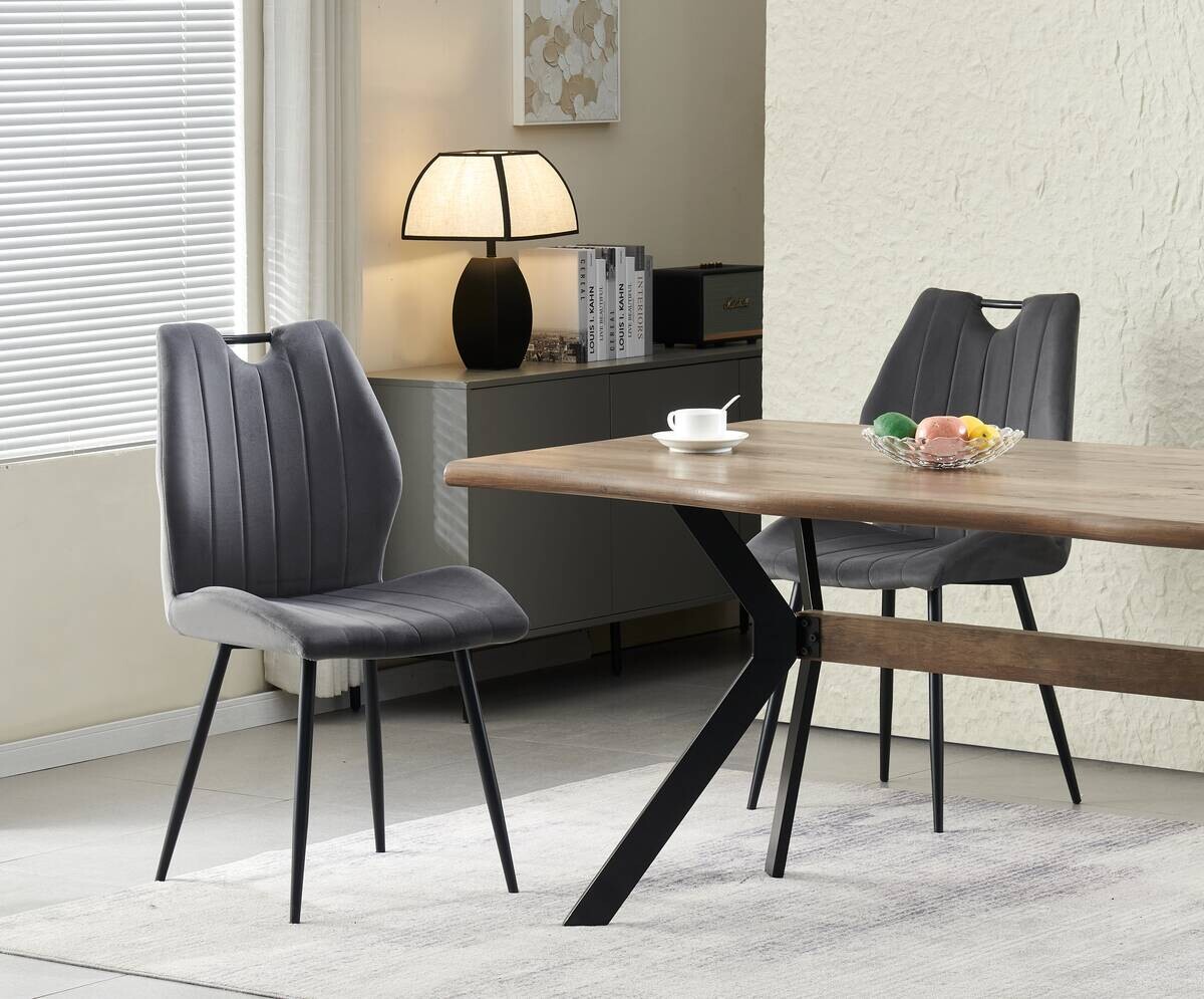 Stuhl CHRISTIN, 2er Set anthrazit Samt B/H/T: ca. 52x75x58 cm