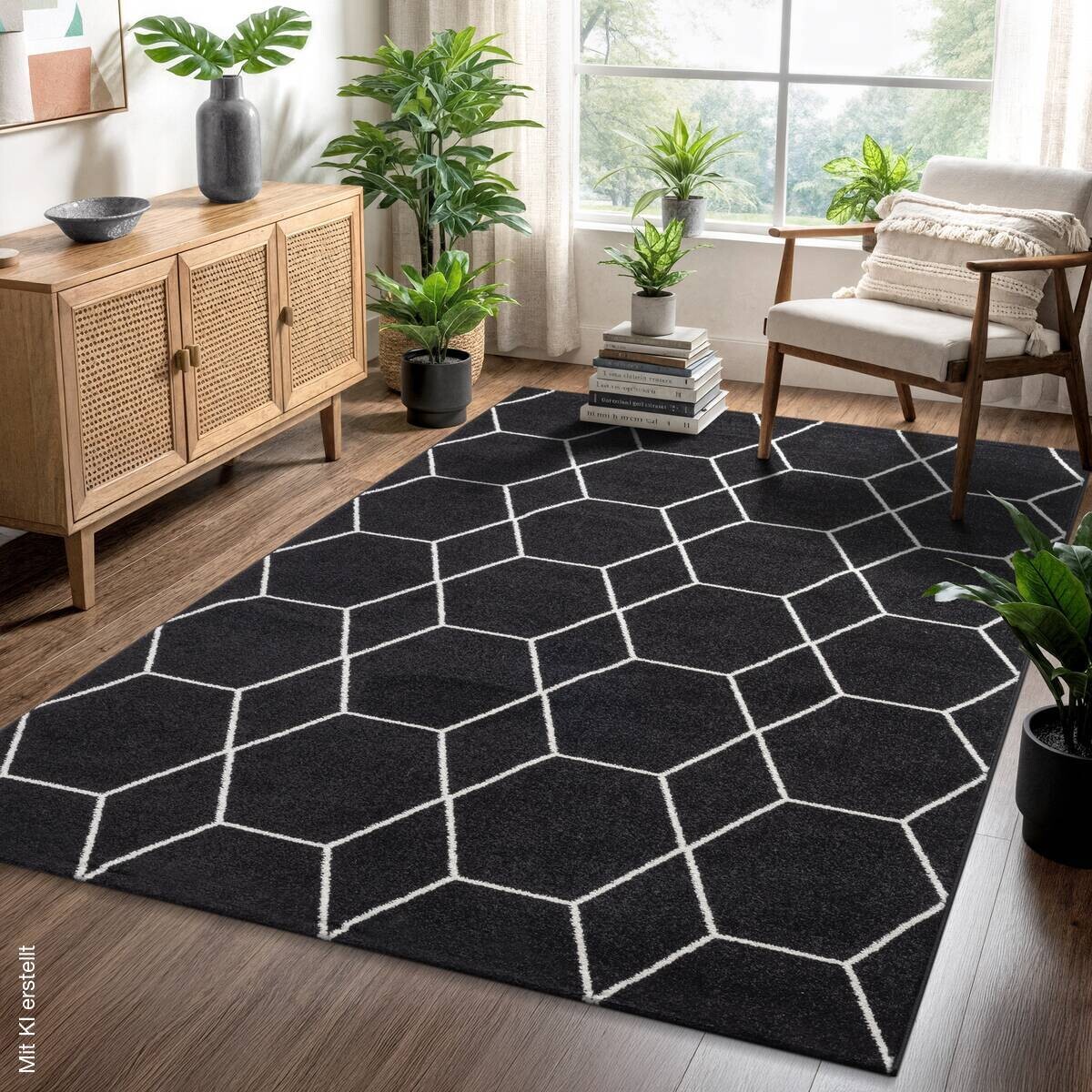 Sanat Teppich Trellis schwarz B/L: ca. 80x150 cm