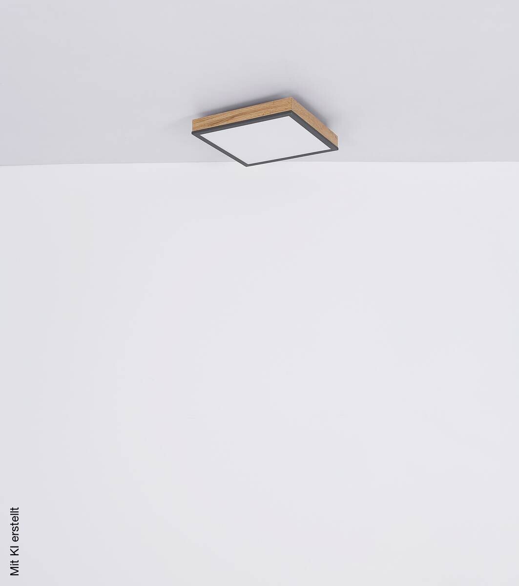 LED-Deckenleuchte Doro Holzoptik Graphit Metall Kunststoff Holz B/H/L: ca. 30x6x30 cm