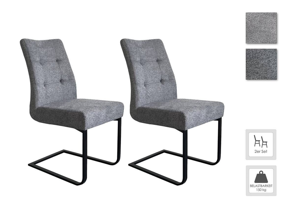 Stuhl MARLEN-XXL 2er-Set dunkelgrau B/H/T: ca. 47x95,5x62 cm