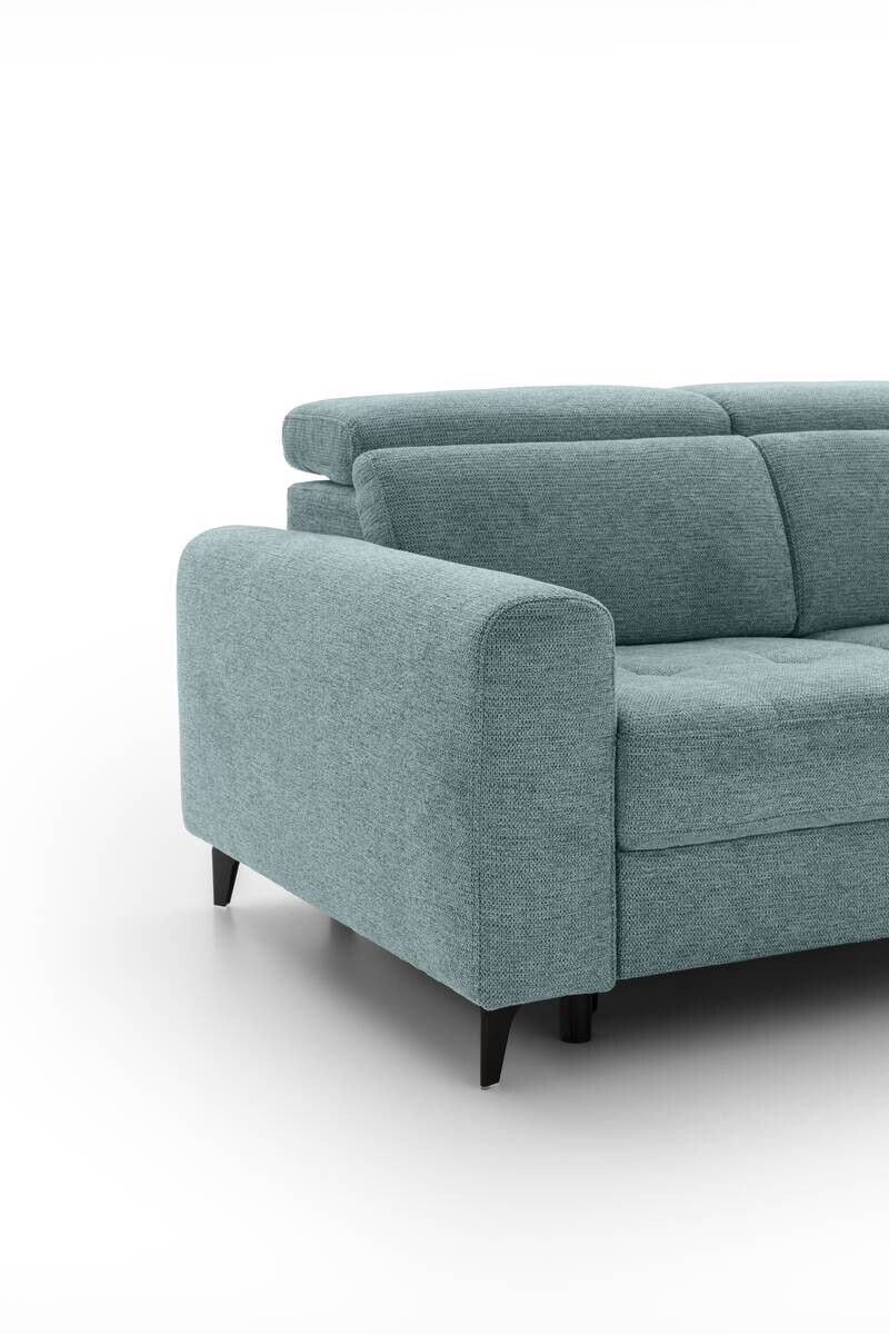 Ecksofa mit Bettfunktion hellblau Flachgewebe B/H/T: ca. 258x96x221 cm