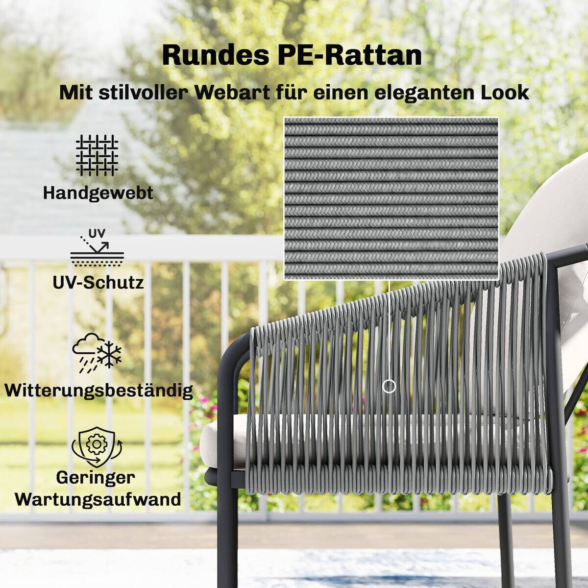 Outsunny Loungemöbel schwarz Rattan B/H/L: ca. 66x65x118 cm