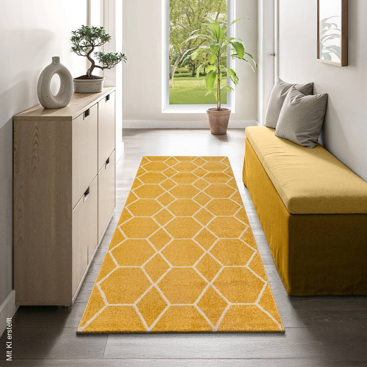 Sanat Teppich Trellis gelb B/L: ca. 80x200 cm