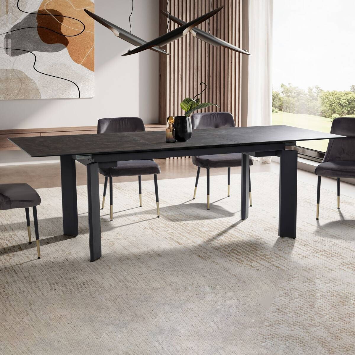 Esstisch schwarz Marmor Optik B/H/T: ca. 180x77x95 cm