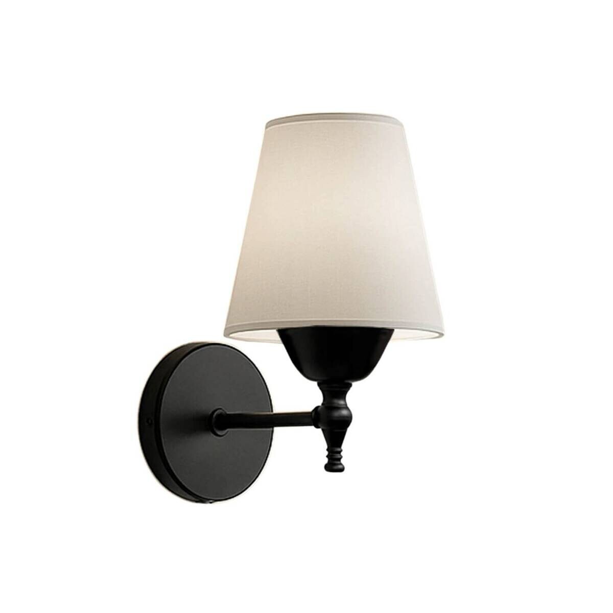 Wandleuchte creme schwarz Metall PVC B/H/L/D: ca. 13x21x13x13 cm E27 1 Brennstellen