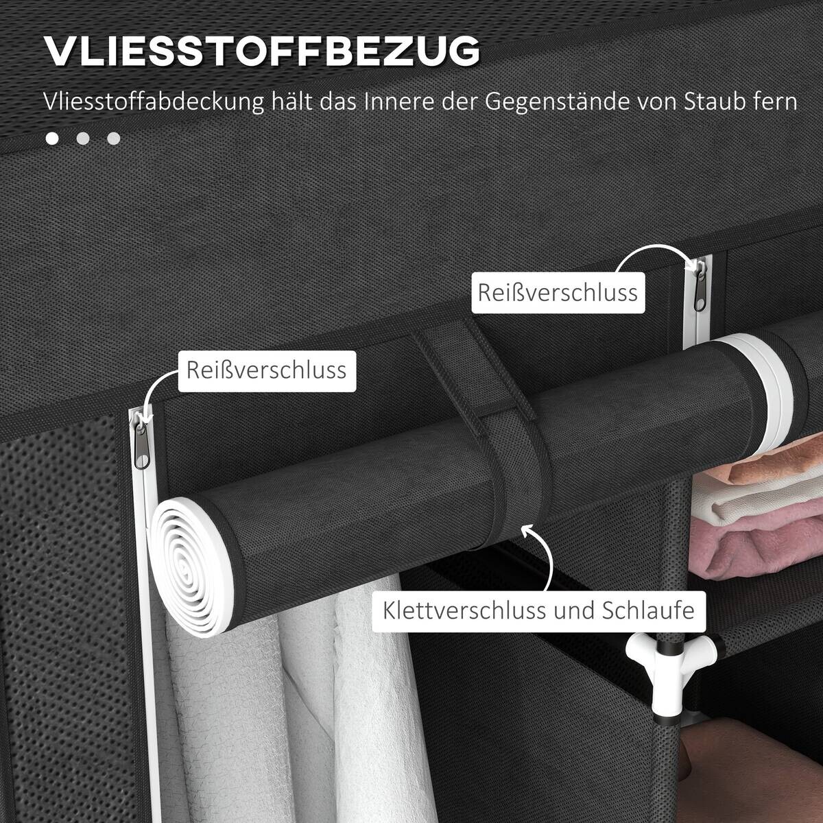 HOMCOM Kleiderschrank schwarz Polypropylen B/H/L: ca. 43x125x162,5 cm