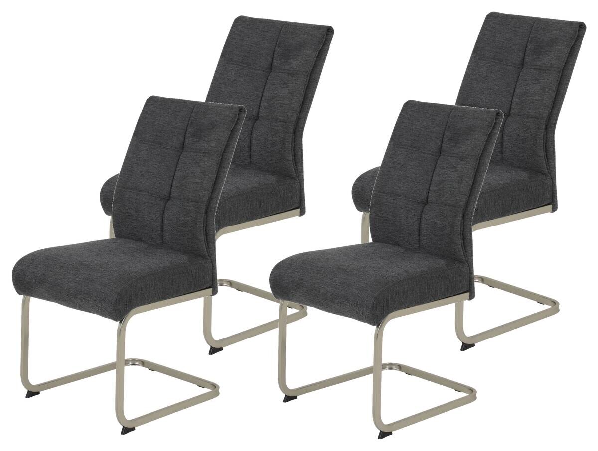Schwingstuhl Ines, 4er-Set anthrazit Microfaser Webstoff Metall B/H/T: ca. 50x99x66 cm