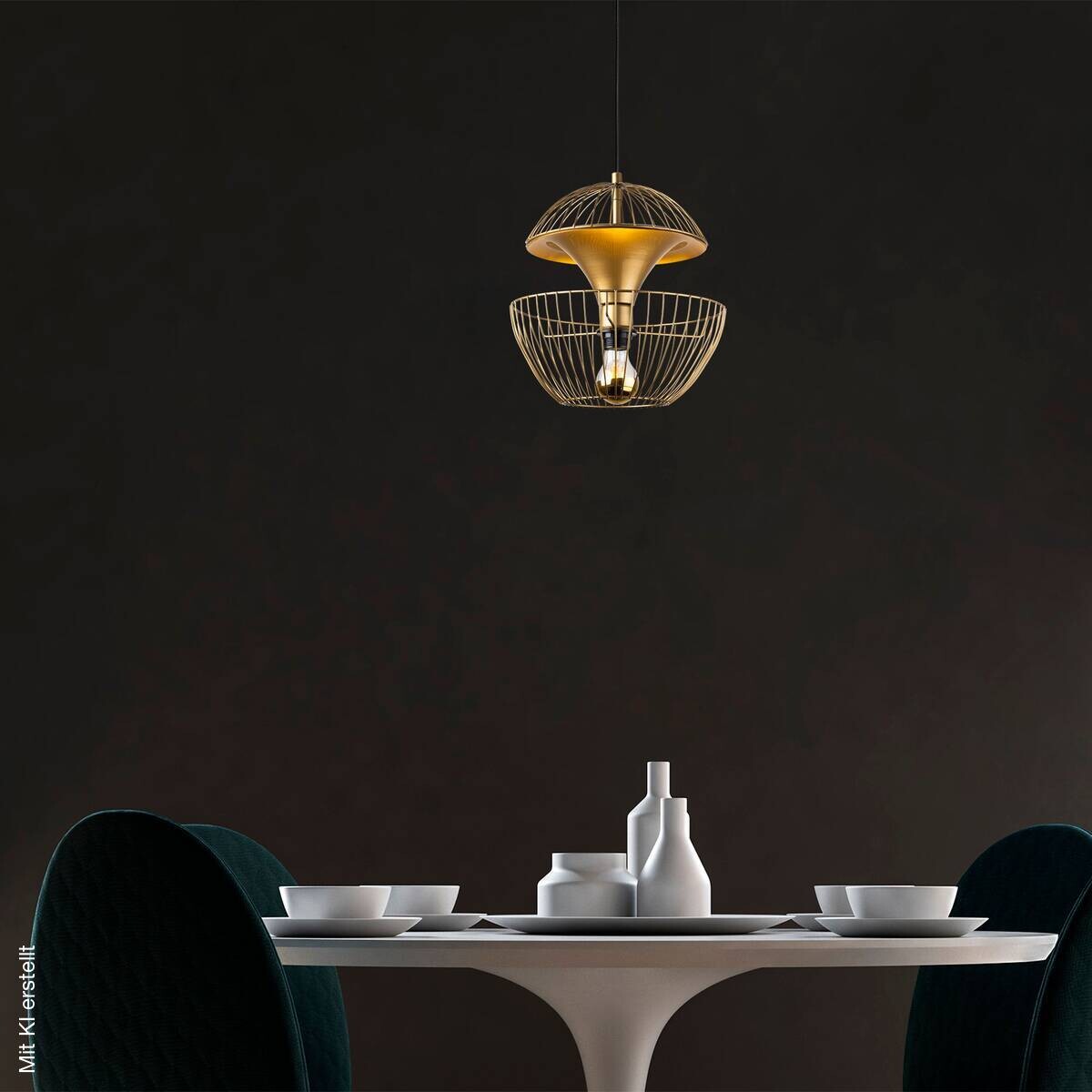 Opviq Pendelleuchte gold Metall B/H/T/L/D: ca. 30x135x30x30x30 cm E27 1 Brennstellen