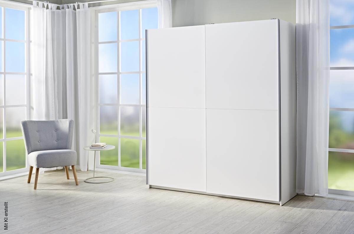 Schwebetürenschrank Time weiß B/H/T: ca. 170x195x59 cm
