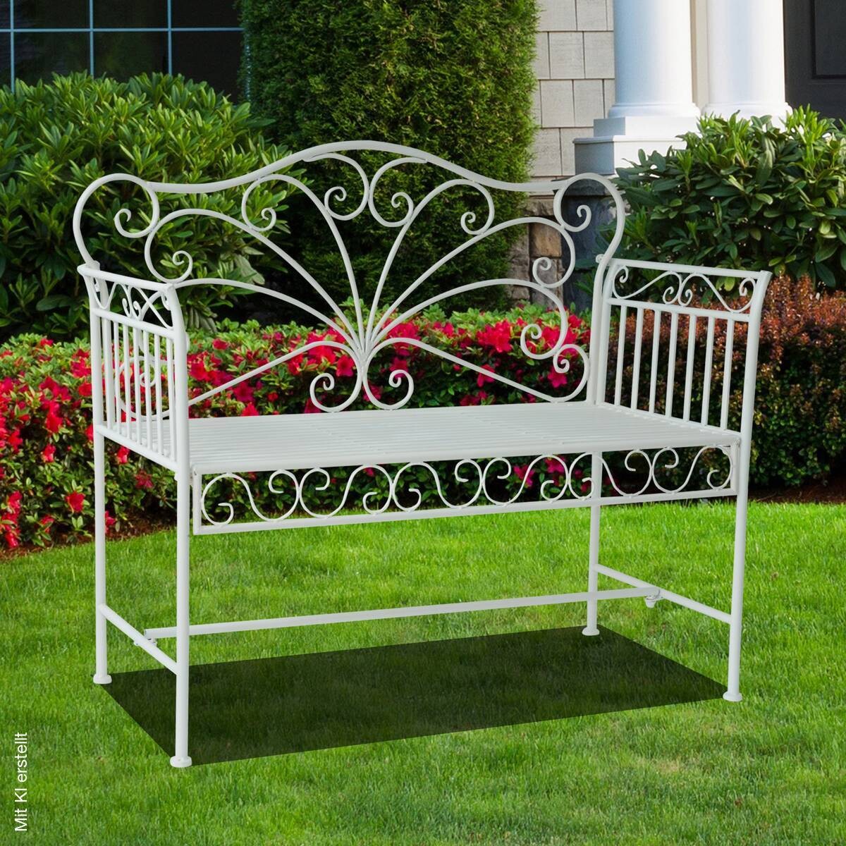 Outsunny Gartenbank weiß Metall B/H/T: ca. 114x94x50 cm