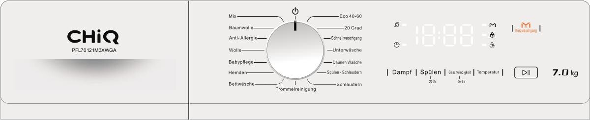 CHiQ Waschmaschine PFL70121M3XWGA weiß B/H/L: ca. 60x84,7x46,5 cm ca. 7 kg