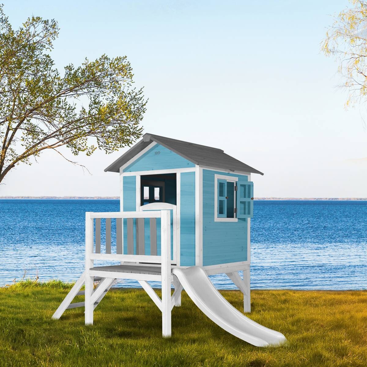 AXI Spielhaus Lodge XL blau B/H/L: ca. 240x189x167 cm