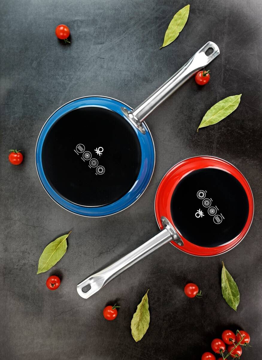 BENETTON Pfannenset RAINBOW blau Stahl 2 tlg.