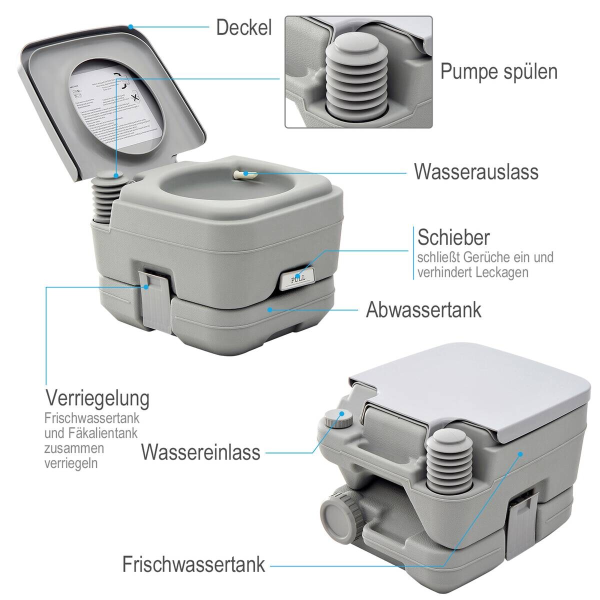 Outsunny Campingtoilette B/H/L: ca. 42x30x36 cm