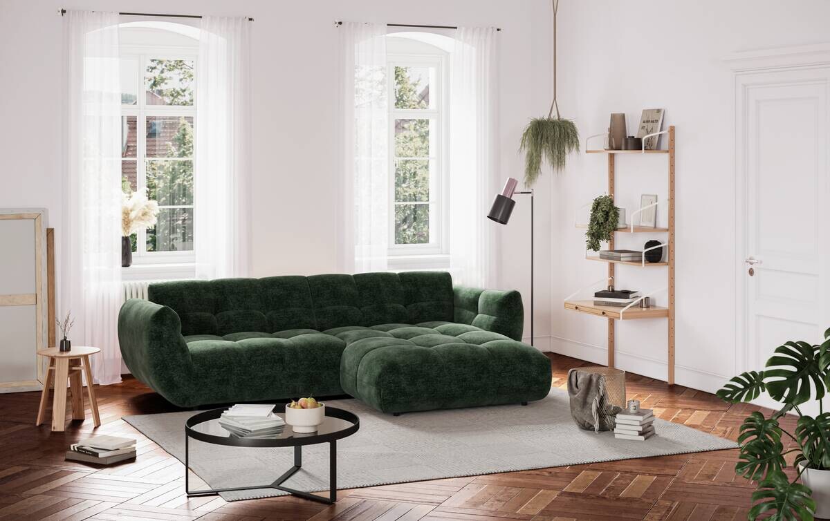 Ecksofa grün Microfaser B/H/T: ca. 280x81x178 cm