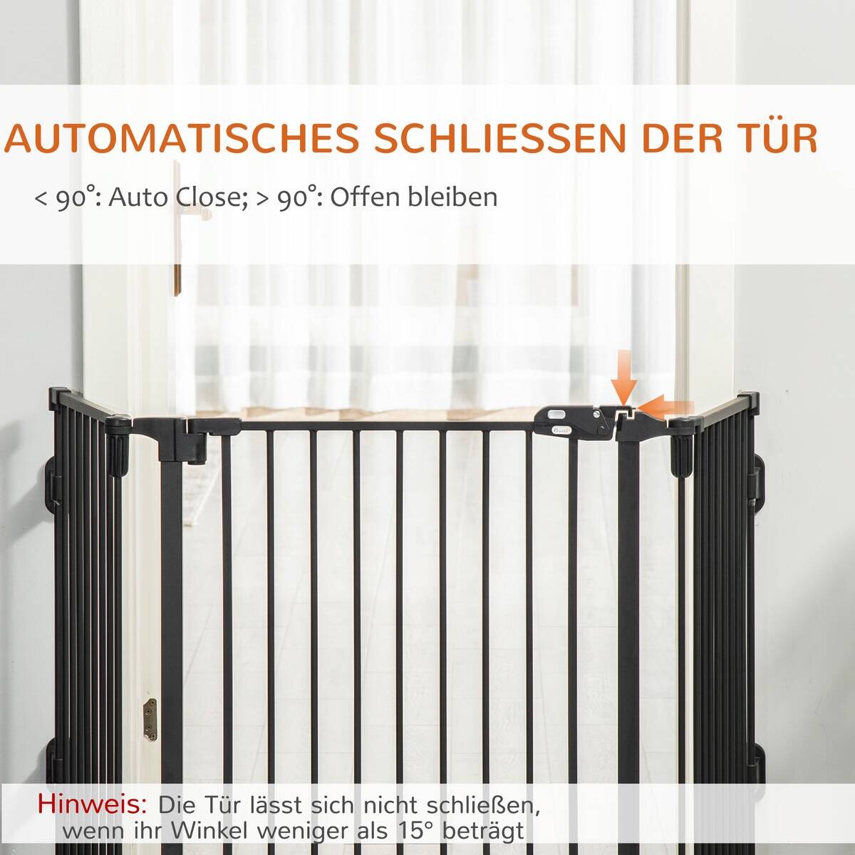 PawHut Hunde-Schutzgitter schwarz Kunststoff B/H/L: ca. 2x202,5x76 cm